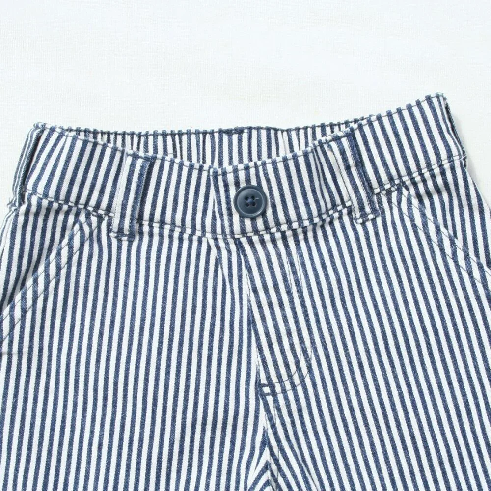 BOYS 4 SEERSUCKER SHORTS BLUE WHITE STRIPED w POCKETS GOOD CONDITION SUMMER PLAY